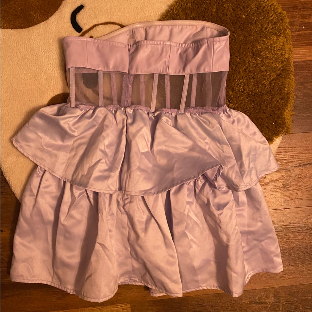 Collective the label petite corset tiered mini skirt dress strapless lilac 8 - Picture 4 of 5